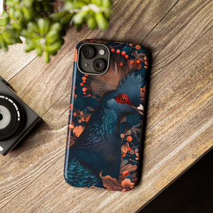 Vibrant Phone Case with Floral Peacock Design - Tough Cases, Artistic Phone Cover, Unique Gift for Nature Lovers, Stand Out Tech Accessory