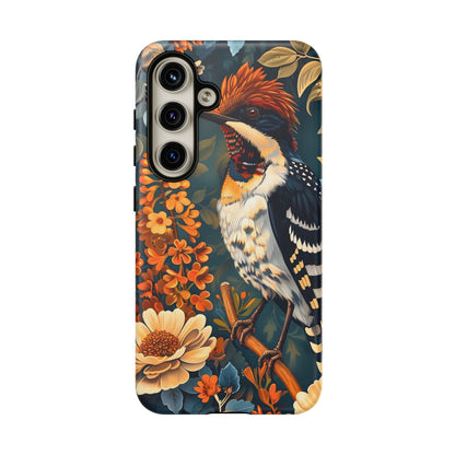 Tough Cases: Floral Bird Phone Case, Vintage Style Cover, Nature Lover Gift, Botanical Design, Spring Inspire Fashion