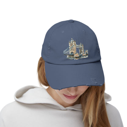 Vintage London Bridge Cap, Trucker Hat, Distressed Baseball Cap, Casual Wear, Gift for Travelers, Unisex Cap