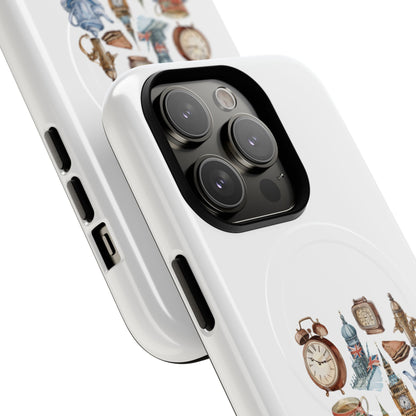 Tough Magnetic Phone Case with Vintage Clock Design, Durable Tech Accessories for Gift, Daily Use, Unique Style