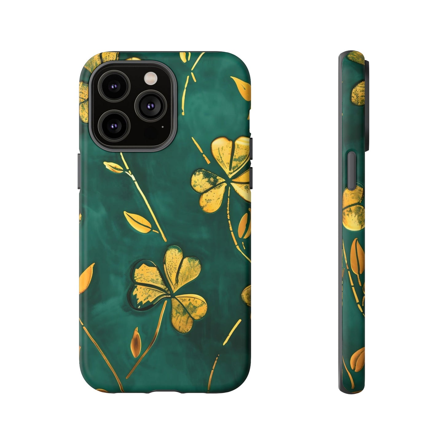 Floral Phone Case with Gold Accents, Tough Phone Cover, Stylish Phone Protector, Unique Gift for Her, Nature Lover Accessory