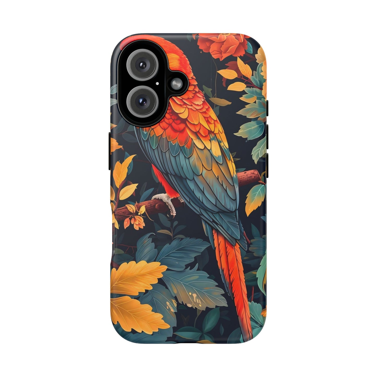 Tough Cases - Tropical Parrot Phone Case, Bohemian Phone Cover, Vibrant Floral Design, Bird Lover Gift, Travel Accessory