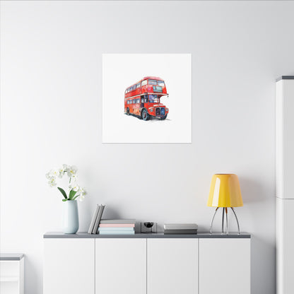 London Red Double-Decker Bus Art Canvas Print, Wall Decor for Travel Lovers, Home Office Gift, Unique Artwork for All Occasions