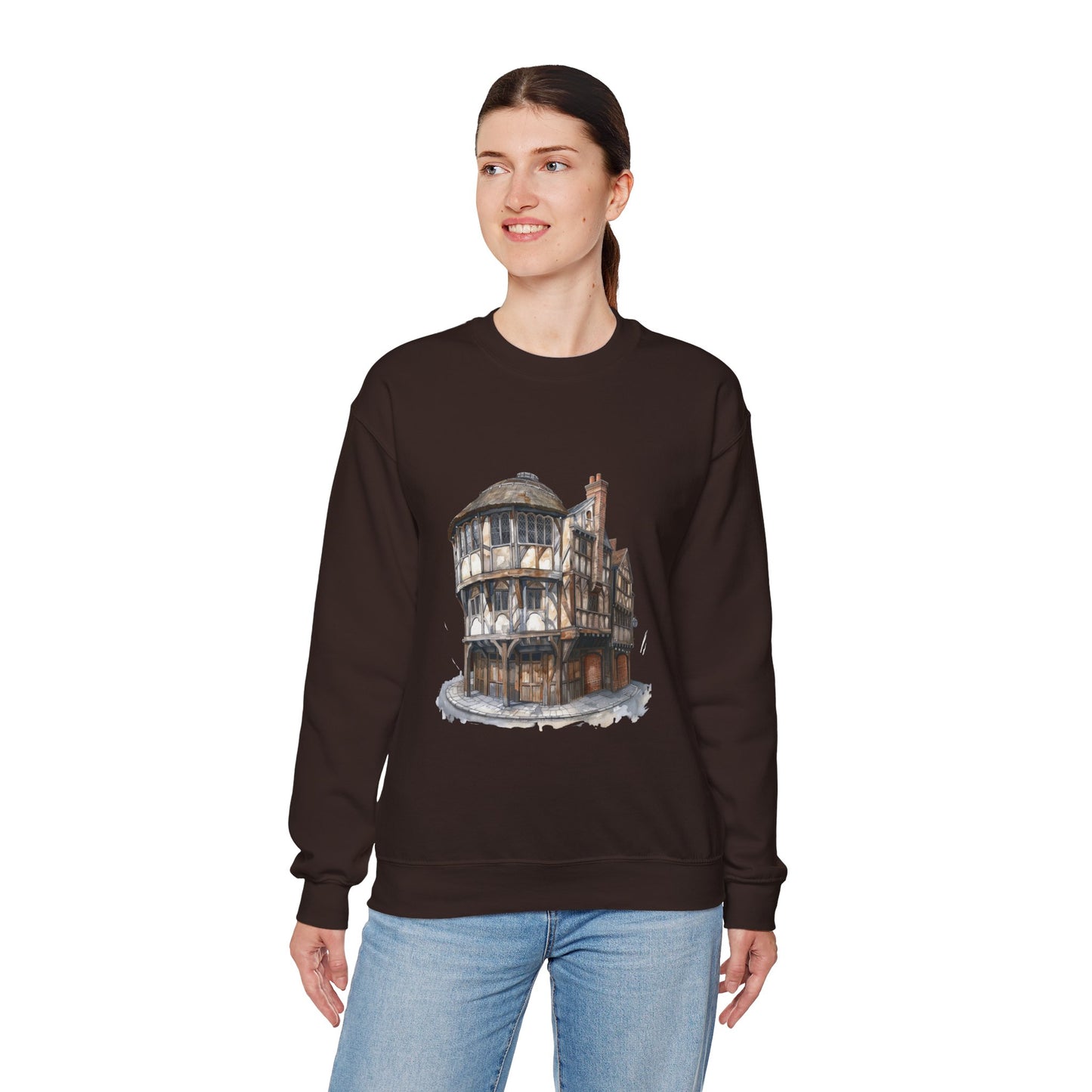 Unisex Heavy Blend™ Crewneck Sweatshirt - Home Away from Home - British Pub Atmosphere