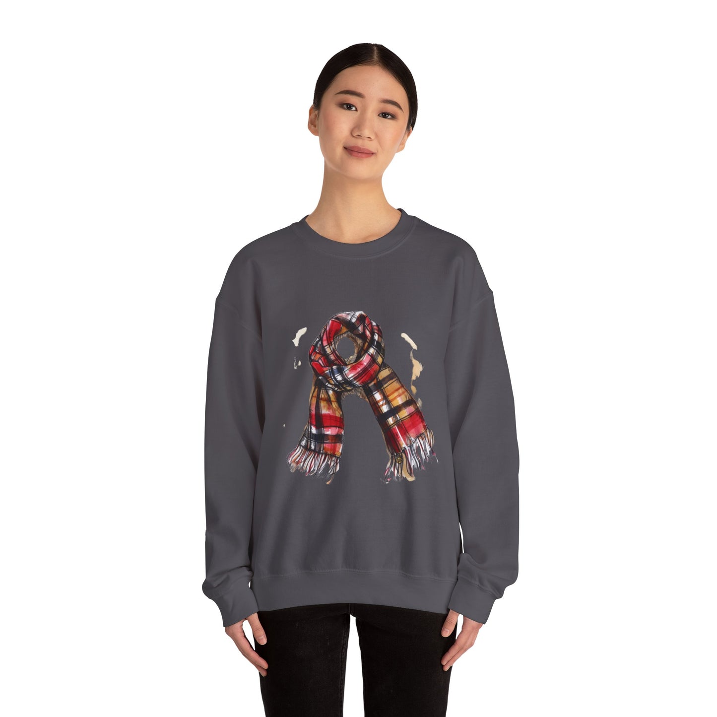 Unisex Heavy Blend™ Crewneck Sweatshirt - Plaid British Scarf - Timeless Style and Classic Elegance