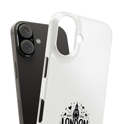 London Love Slim Phone Case - Perfect for Travelers, Gifts, London Souvenir, Minimalist Tech Accessory, Chic Cellphone Cover