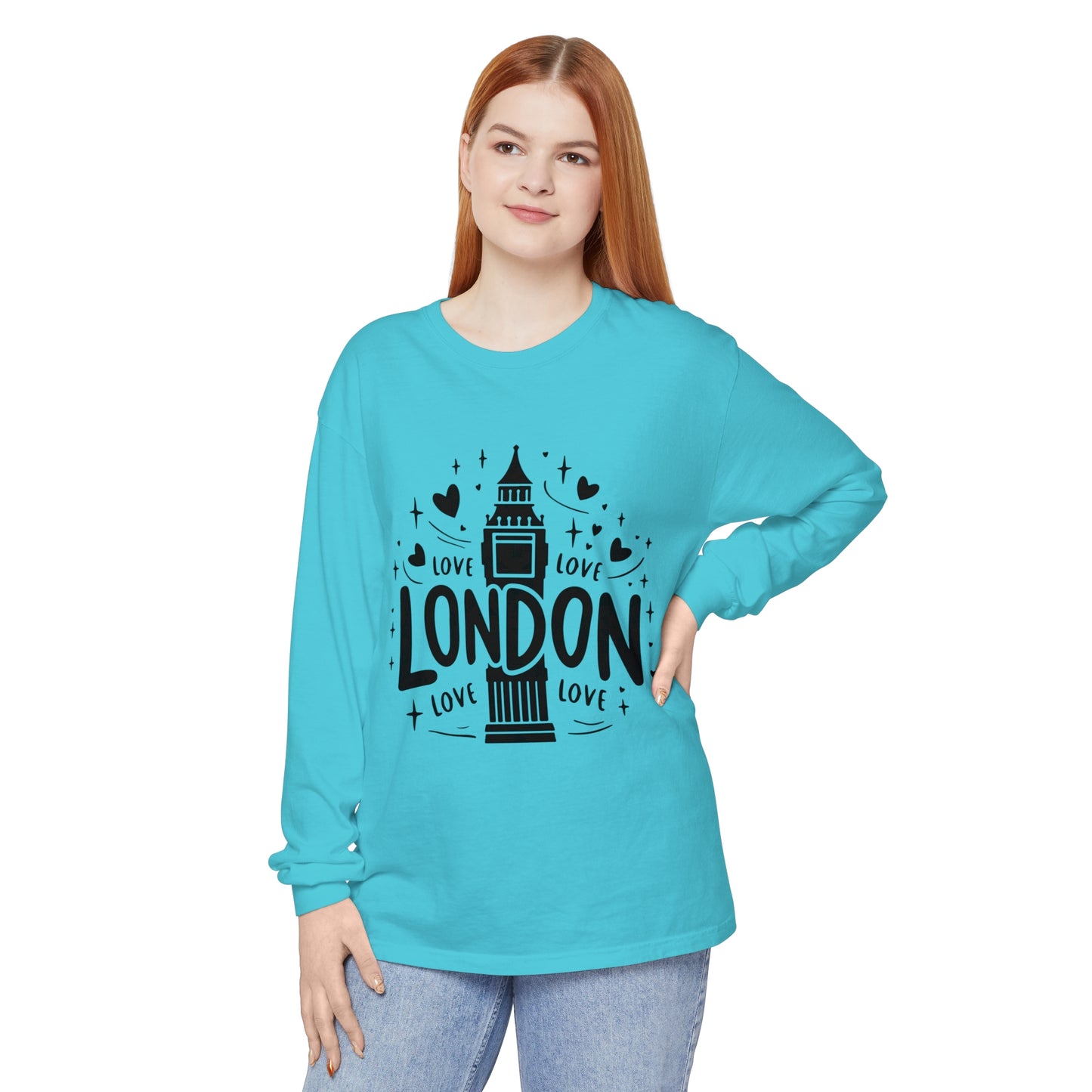 Unisex Garment-dyed Long Sleeve T-Shirt - Lovely London