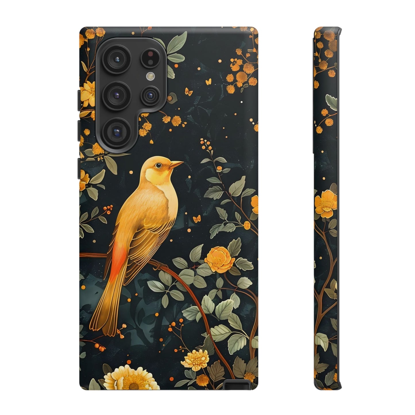 Floral Phone Case, Tough Cases with Bird Design, Nature Lover Gift, Stylish Protection, Birthday Present, Floral Phone Cover