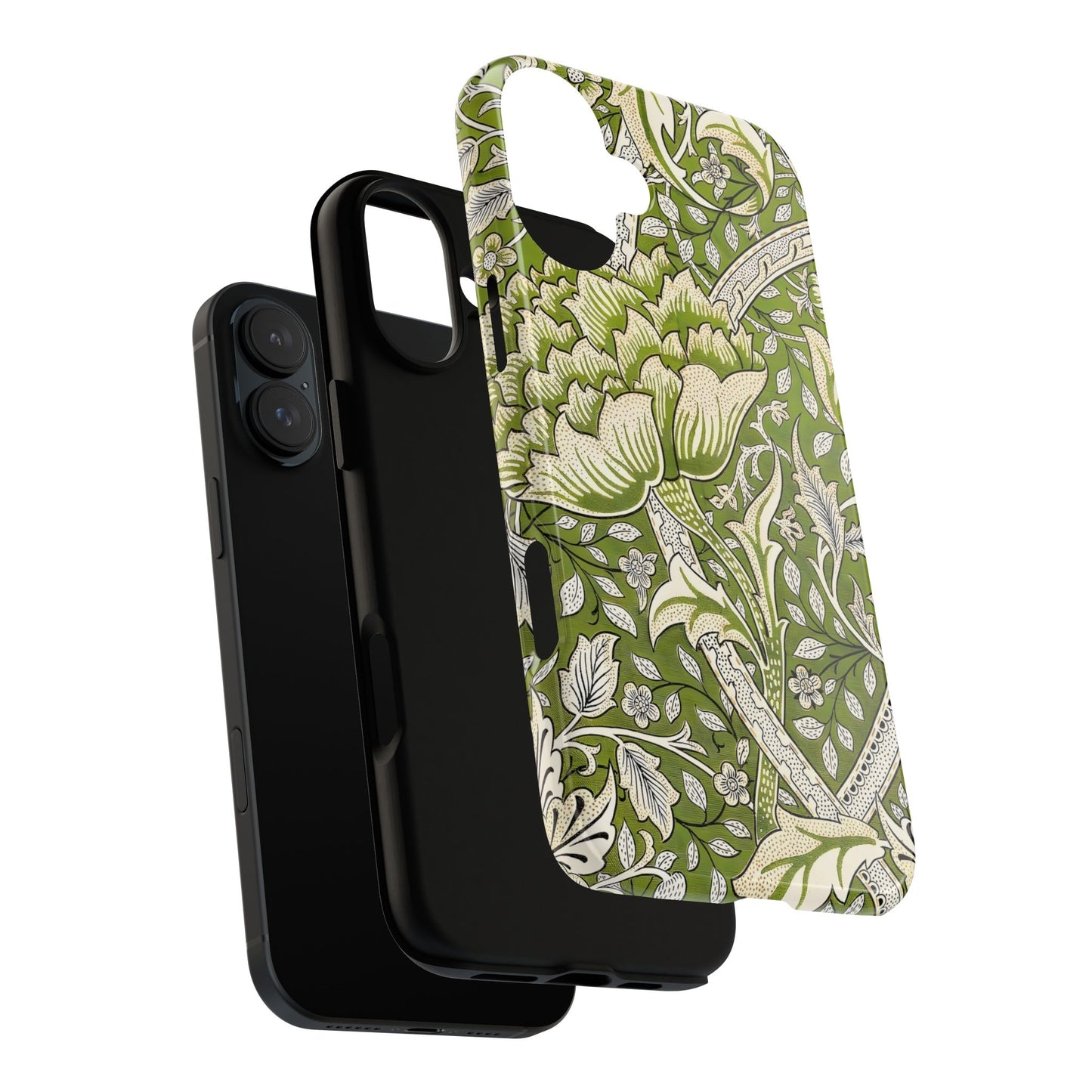 Stylish Phone Case with Floral Design, Durable Protective Cover for iPhone, Unique Gift for Birthdays, Mother's Day, Green Aesthetic