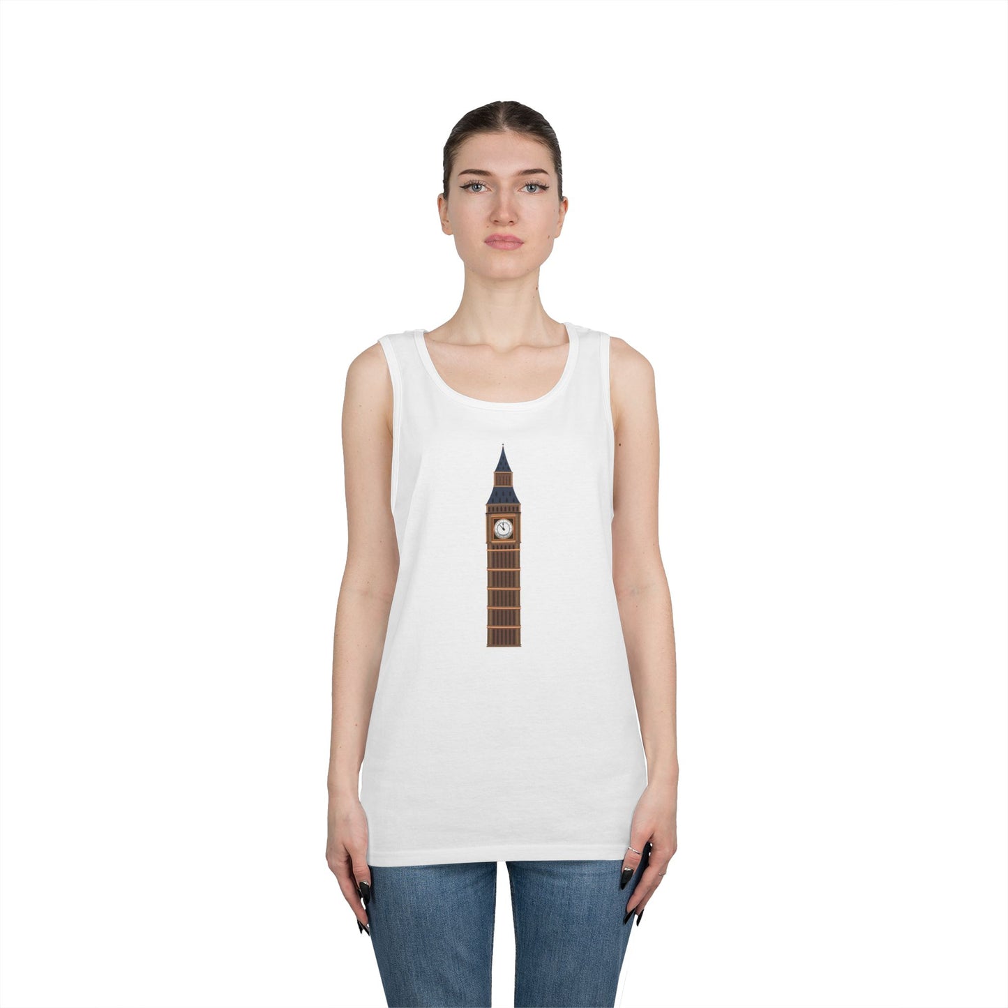 Unisex Heavy Cotton Tank Top - Historic Big Ben England Tower Artwork