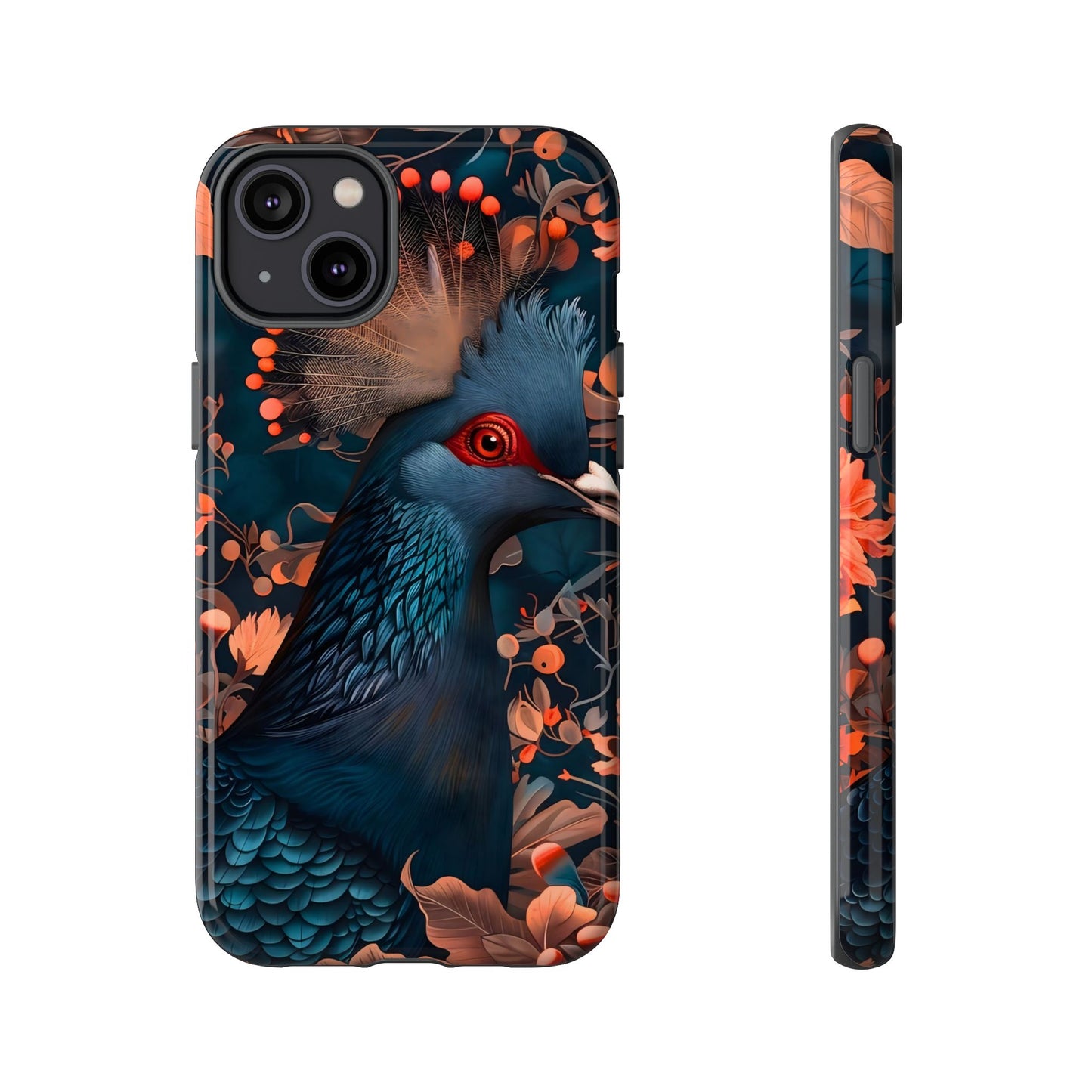 Vibrant Phone Case with Floral Peacock Design - Tough Cases, Artistic Phone Cover, Unique Gift for Nature Lovers, Stand Out Tech Accessory