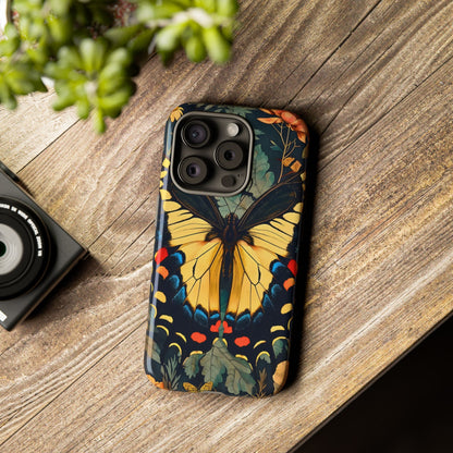 Butterfly Floral Phone Case, Art-inspire Tough Case, Gift for Nature Lovers, Butterfly Pattern Cover, Eco-Friendly Mobile Accessory
