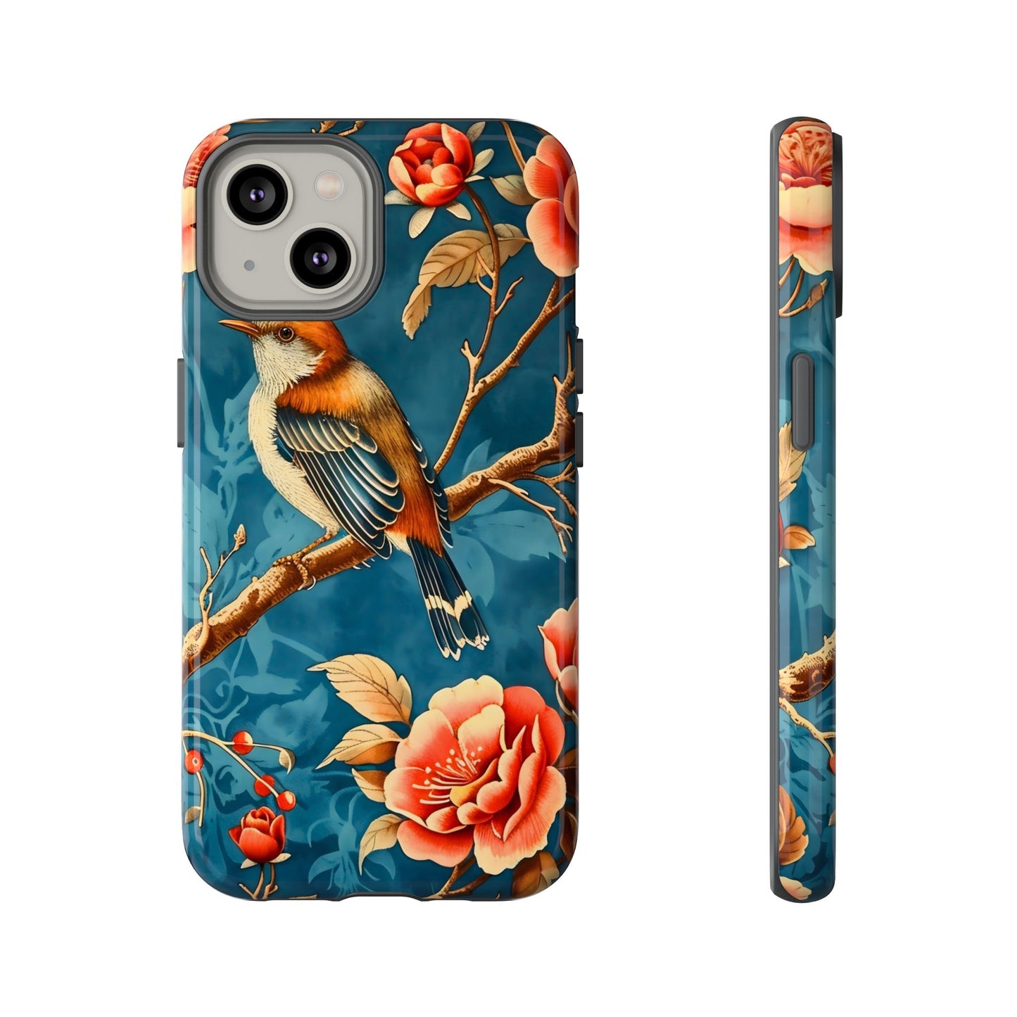 Bird & Floral Phone Case, Tough Cases for Nature Lovers, Gift for Her, Customizable Design, Vibrant Tech Accessories