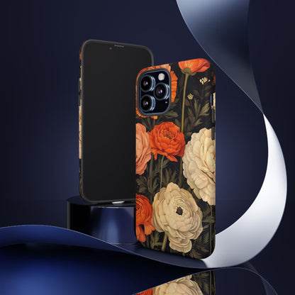 Floral Phone Case with Tough Protection, Blooming Ranunculus Design, Durable Cover, Gift for Flower Lovers, Eco-Friendly Phone Accessory