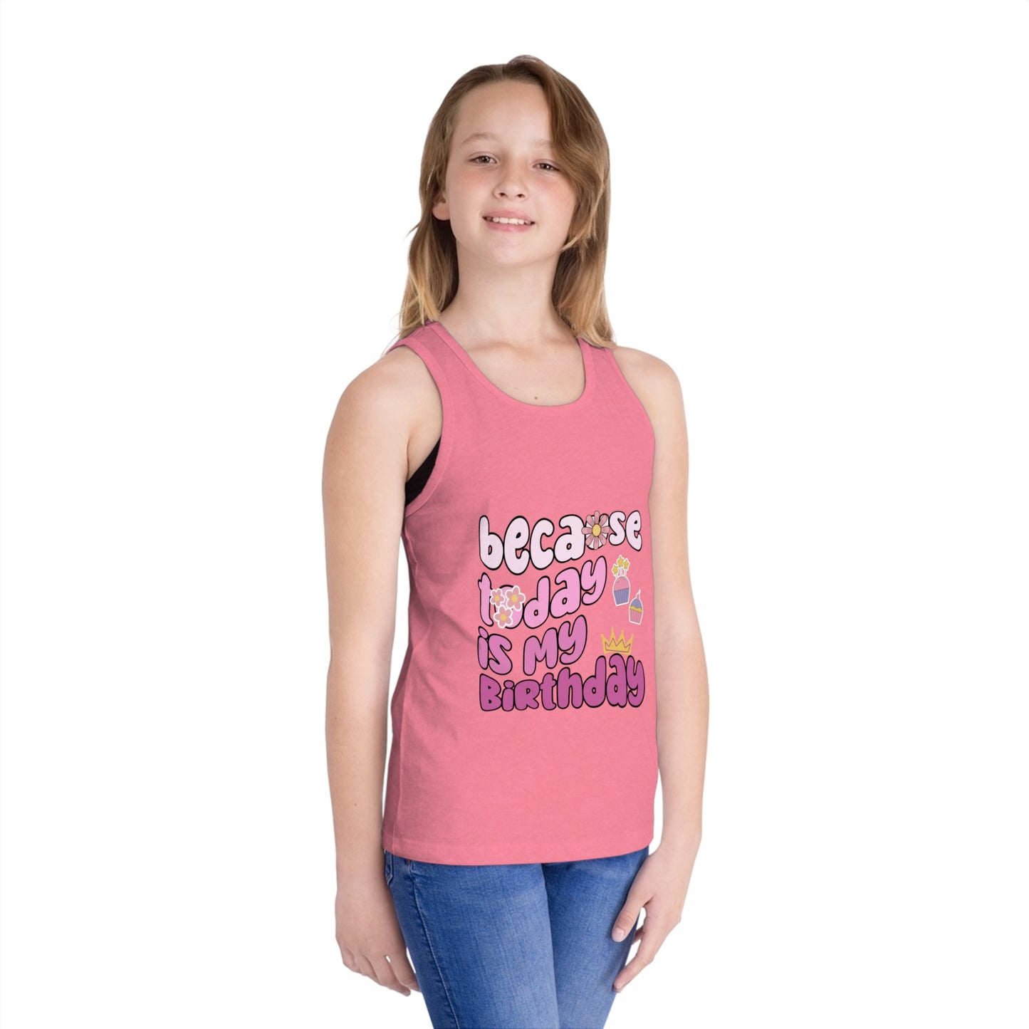 Birthday Celebration Kid's Jersey Tank Top - 'Because Today is My Birthday' Design