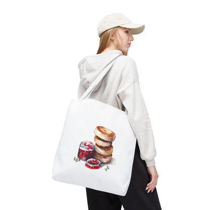 Delightful Donut Tote Bag, Fun Tote, Foodie Gift, Jam & Bagels Design, Shopping Bag, Bakery Lover Gift
