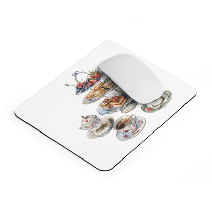 Elegant Tea Party Mouse Pad, Floral Design, Office Decor, Unique Gift for Tea Lovers, Home Office Accessories, Kitchen Table