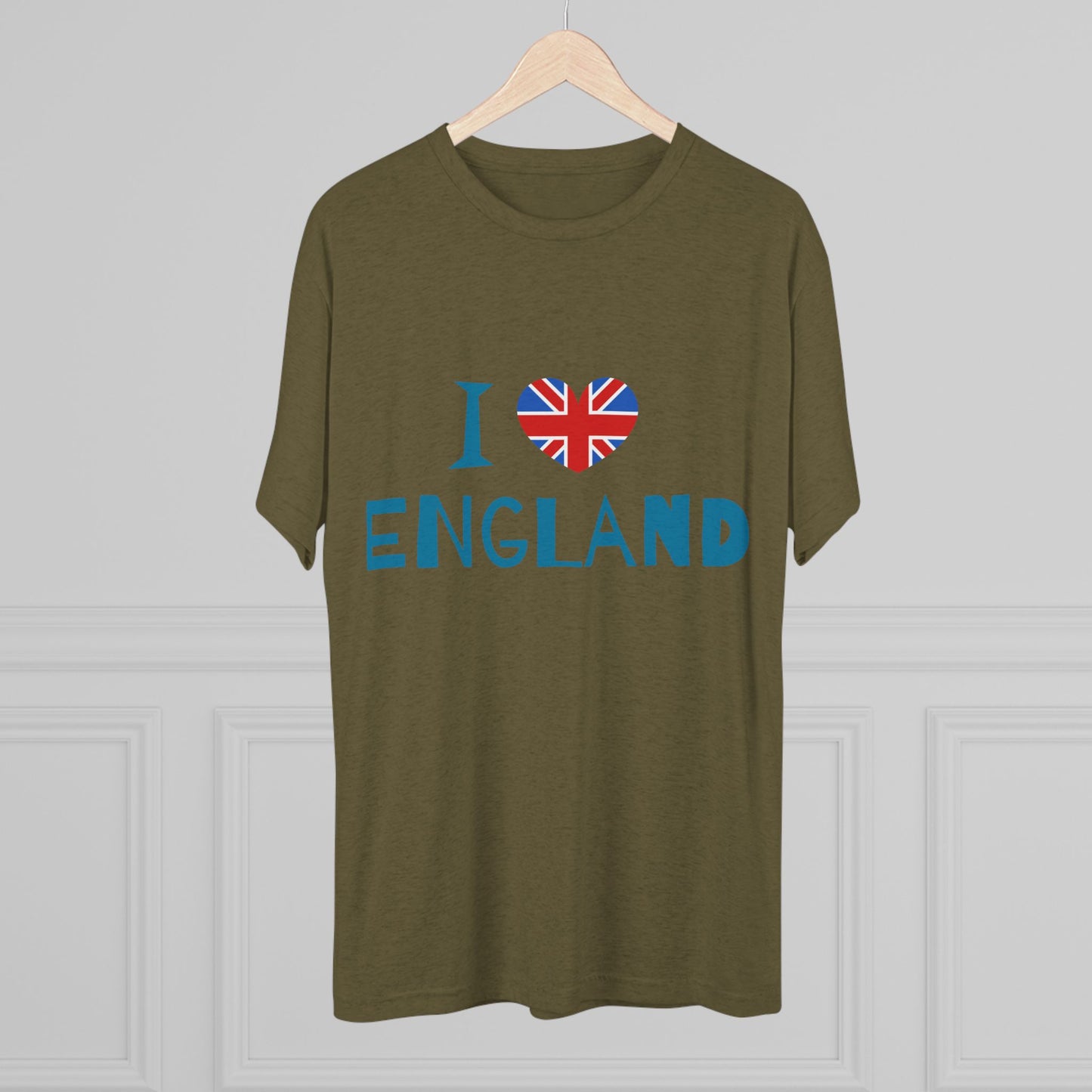 I Love England - Union Jack Heart Trendy Unisex Tri-Blend Crew Tee