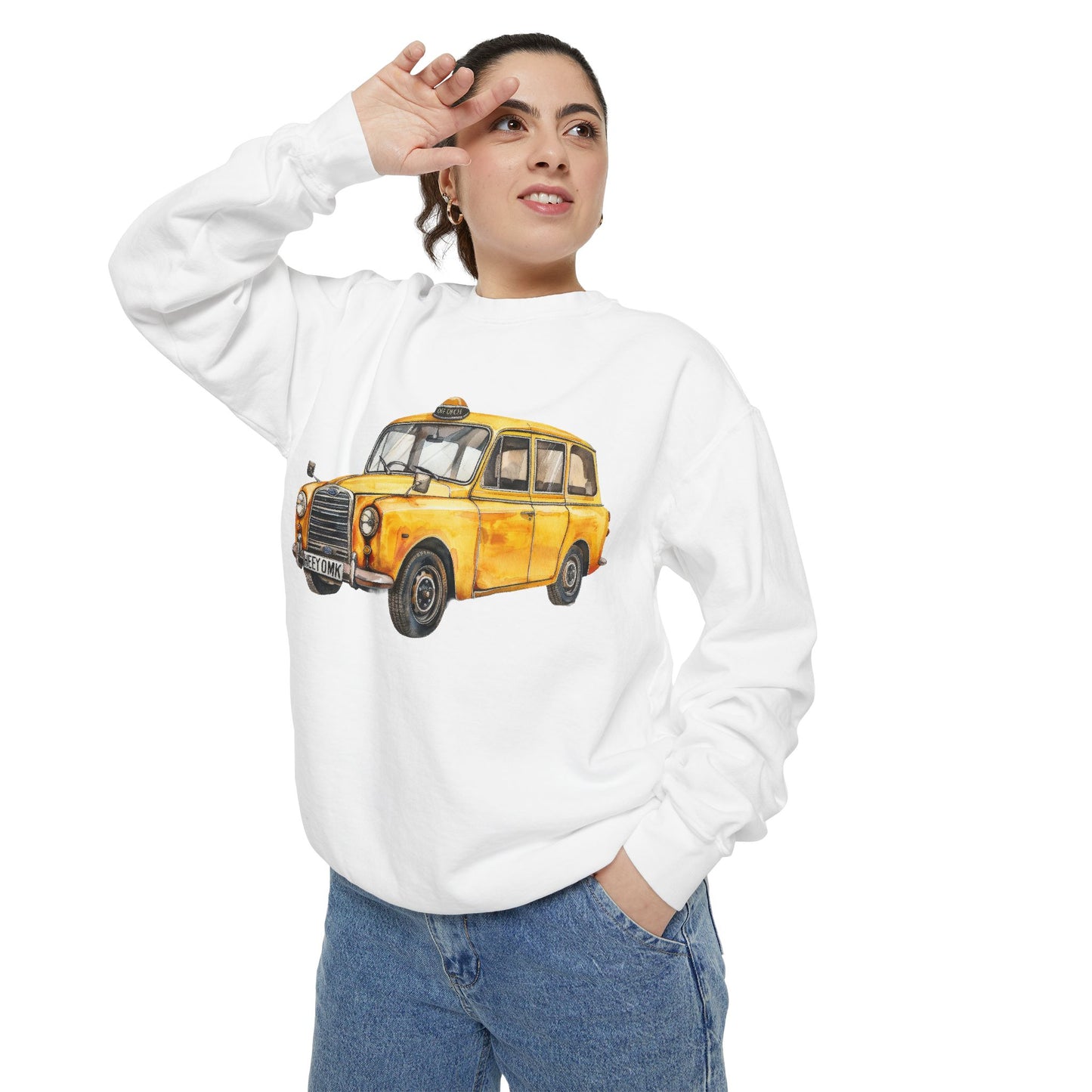 Unisex Garment-Dyed Sweatshirt - Trendy British Vintage Car