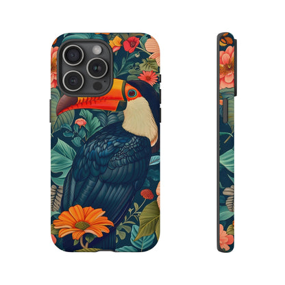 Tropical Toucan Phone Case - Cute Animal Design, Nature Lover Gift, Floral Pattern, Bird Lover Accessory, Summer Vibes