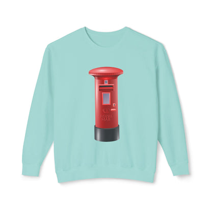 Unisex Lightweight Crewneck Sweatshirt - Classic UK Royal Mailbox Design