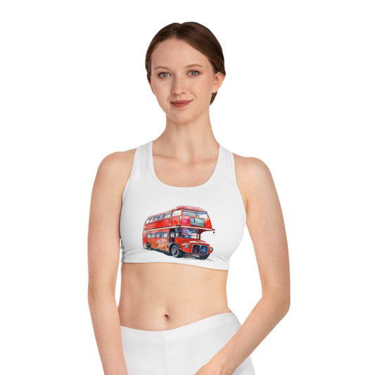 Sports Bra | Comfortable & Stylish Activewear - Vintage Double Decker Bus - Iconic Red Double-Decker Design