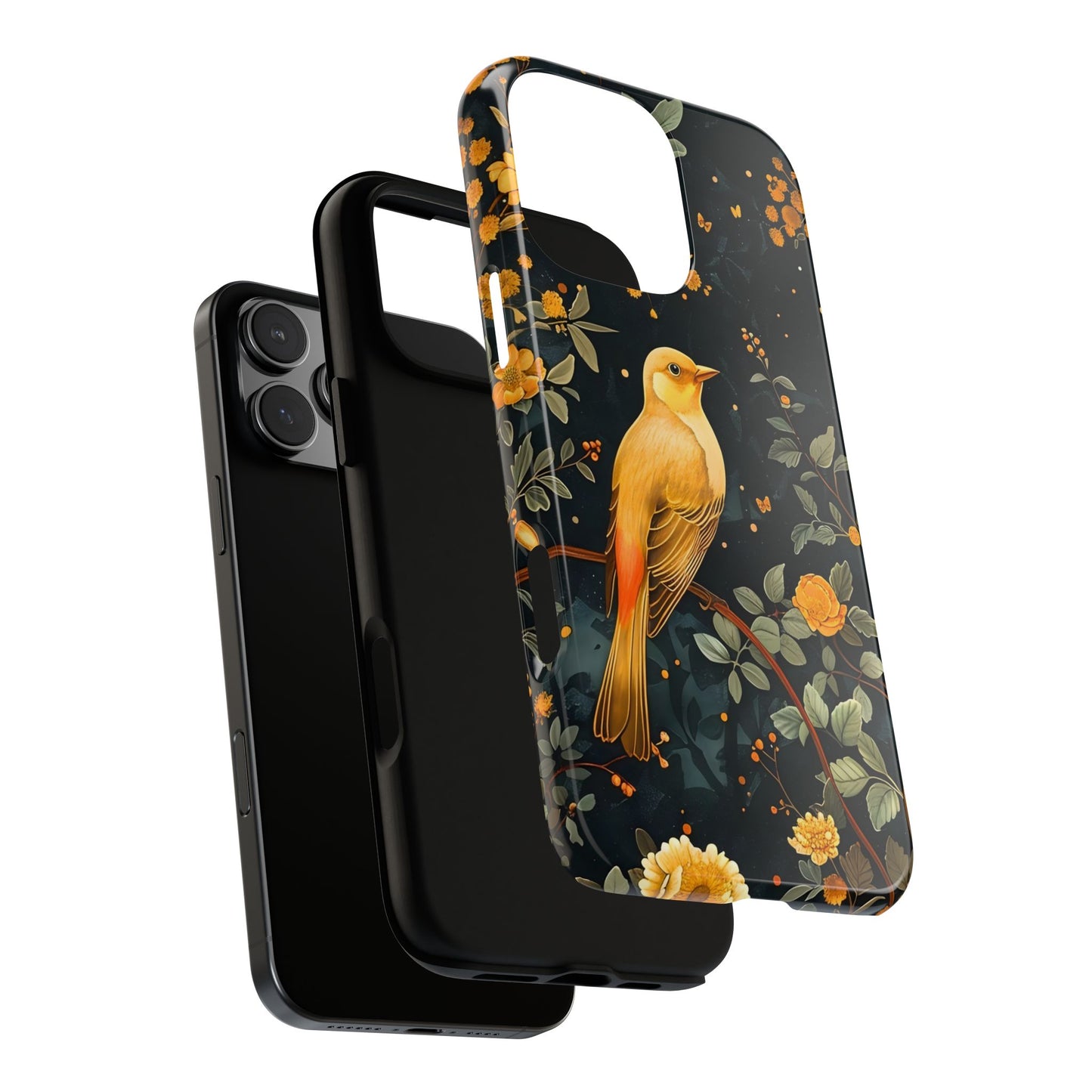Floral Phone Case, Tough Cases with Bird Design, Nature Lover Gift, Stylish Protection, Birthday Present, Floral Phone Cover