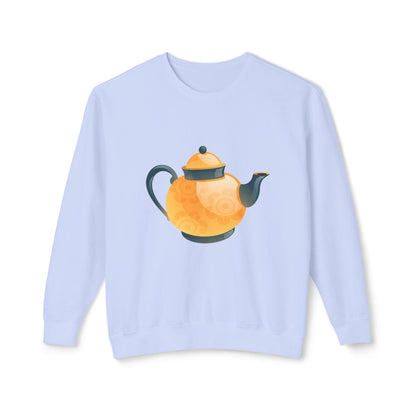 Unisex Lightweight Crewneck Sweatshirt - Classic British Tea Kettle - Timeless Elegance in Tea Time