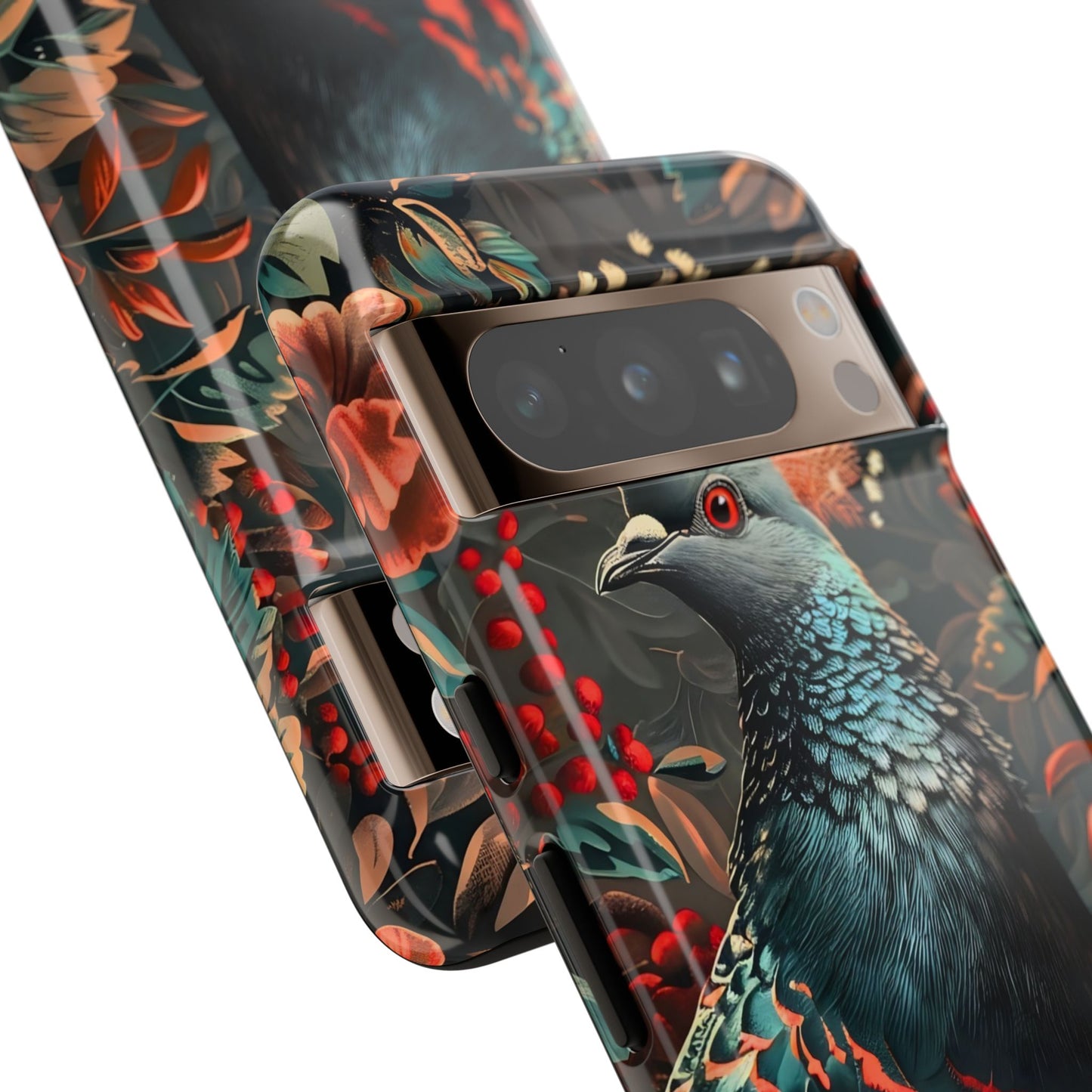Floral Peacock Phone Case, Tough Cases, Artistic Phone Cover, Unique Gift, Nature Lover Accessory, Protective Case
