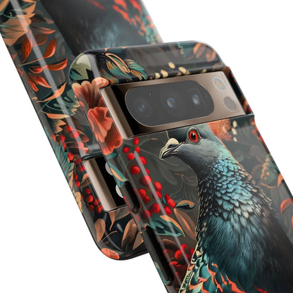 Floral Peacock Phone Case, Tough Cases, Artistic Phone Cover, Unique Gift, Nature Lover Accessory, Protective Case