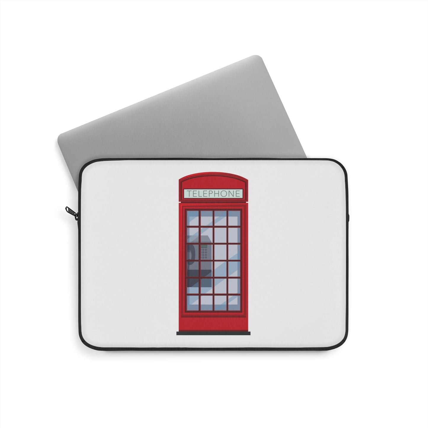 London Phone Booth Laptop Sleeve, Red Vintage Design, Perfect for Students and Travelers, Great Gift for Tech Lovers, Computer Bag