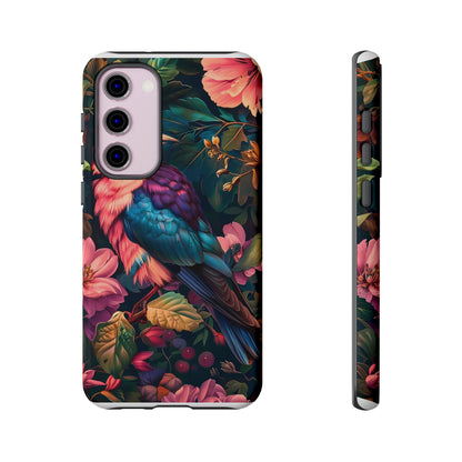 Tough Cases: Vibrant Tropical Bird Phone Case, Floral Smartphone Cover, Nature Lover Gift, Boho Phone Accessory, Cute Bird Case
