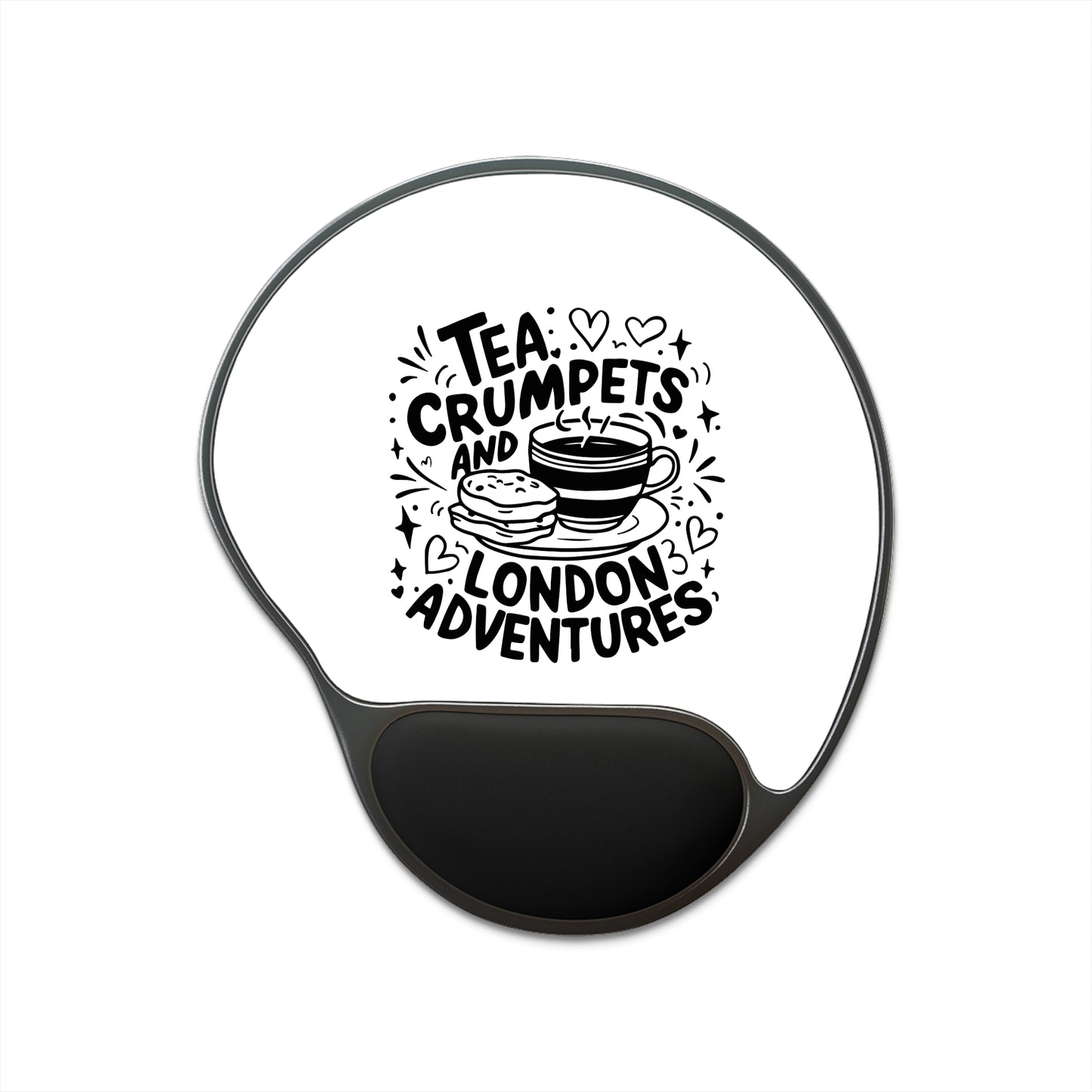 Tea, Crumpets & London Adventures Mouse Pad with Wrist Rest - Fun Desk Accessory, Gift for Tea Lovers, Office Decor, British Humor, [...]