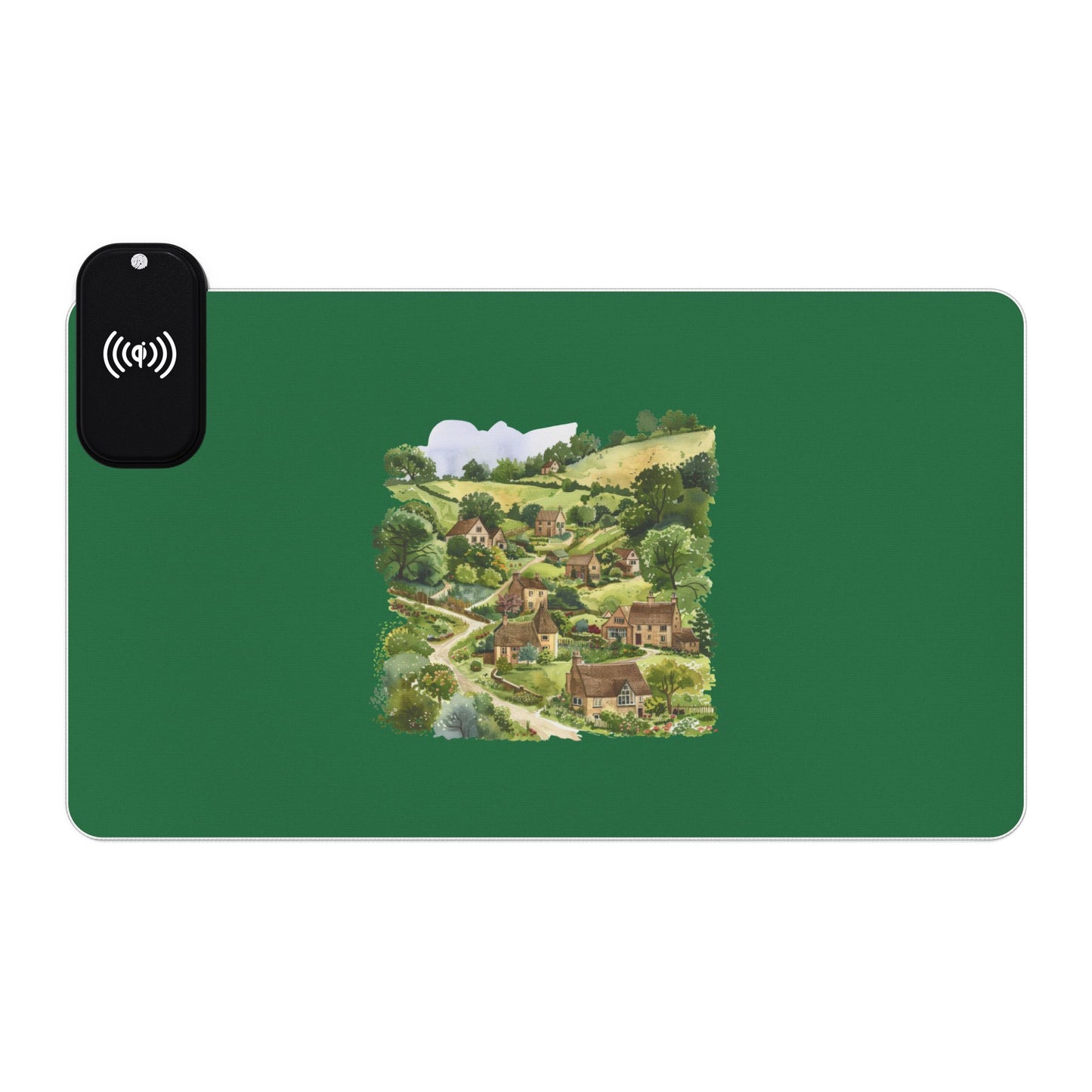 English Countryside Scene - LED Gaming Mouse Pad with Wireless Charging - Gaming Gift for Gamers, Desk Accessory, Computer Mat, Office Organization, Holiday Present
