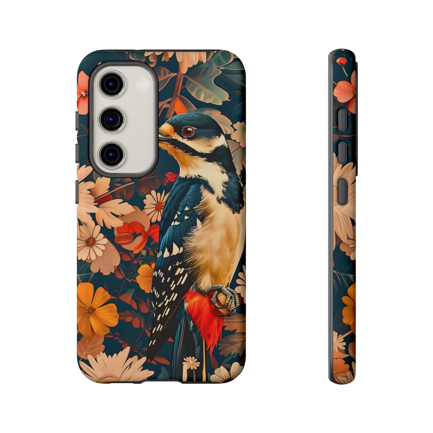 Artistic Bird Phone Case, Unique Tough Cases for Nature Lovers, Floral Design, Cute Gift, Customized Phone Accessories