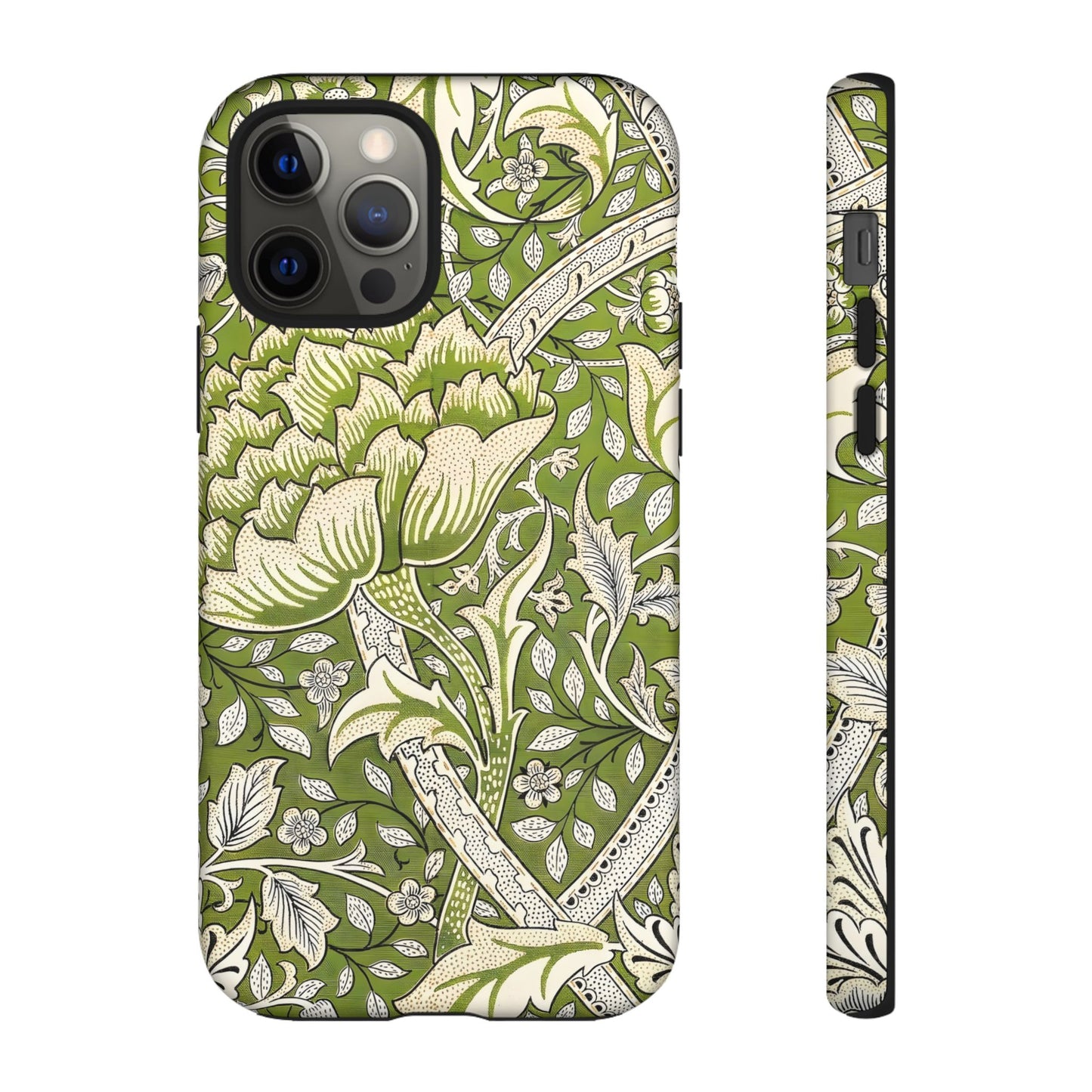 Stylish Phone Case with Floral Design, Durable Protective Cover for iPhone, Unique Gift for Birthdays, Mother's Day, Green Aesthetic