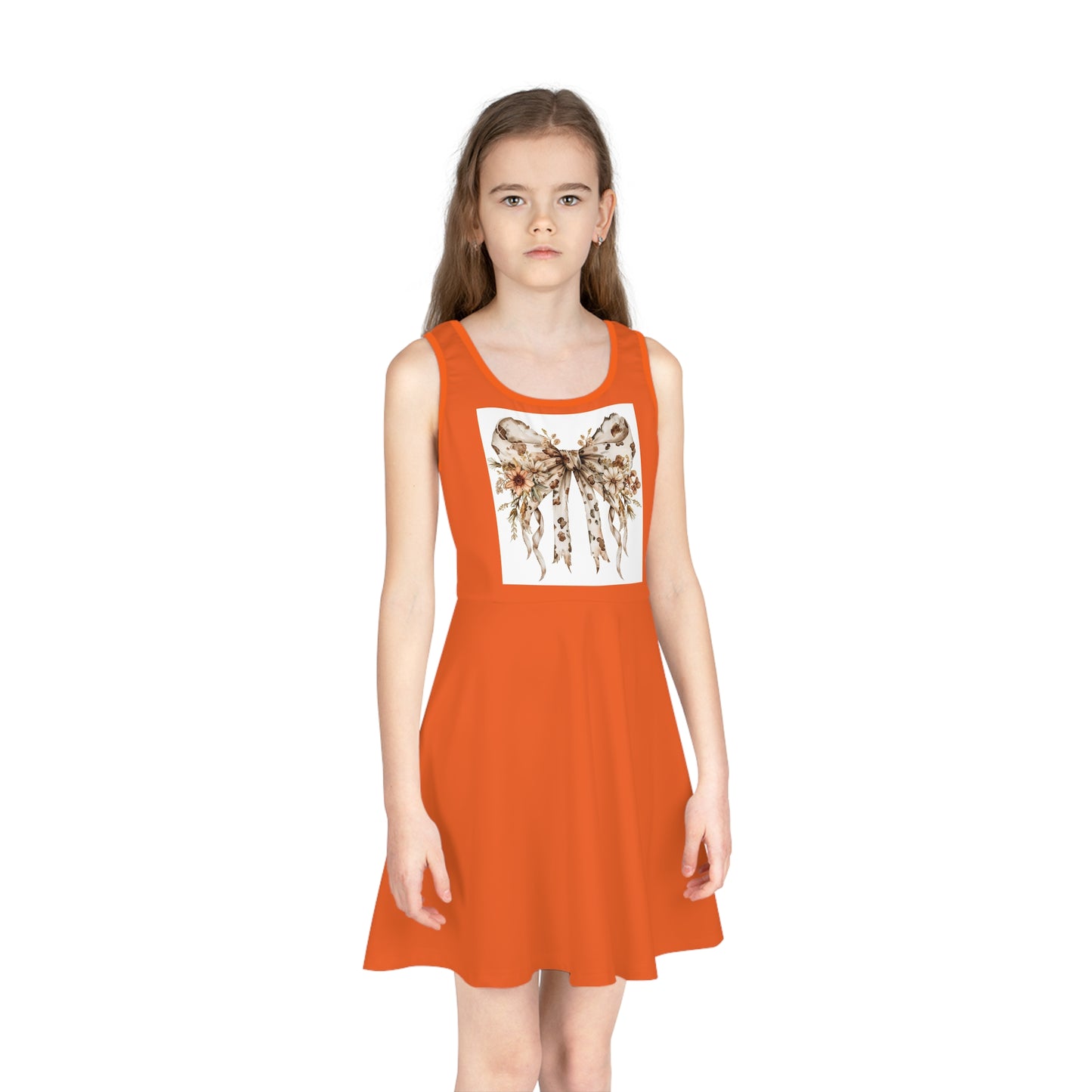 Girls Sundress - Western Floral Bow with Cow Pattern Aesthetic - Perfect for Summer Parties and Playdates