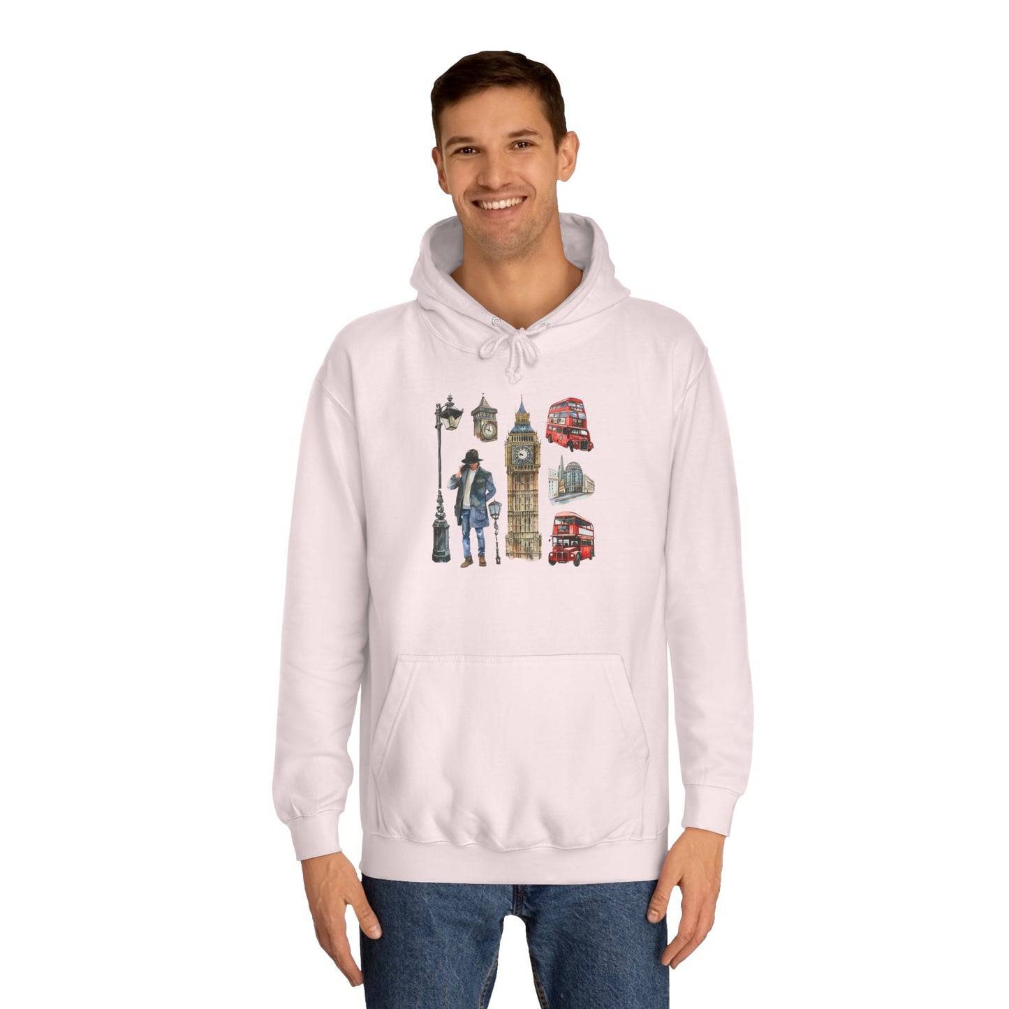 Unisex College Hoodie - Retro Aviation - Colorful Airplane Design