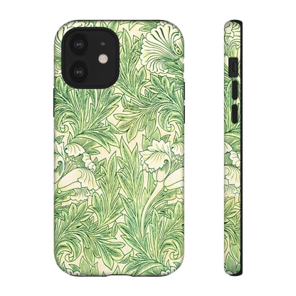 Green Floral Phone Case, Botanical iPhone Cover, Tough Phone Shell, Nature-inspired Gift, Eco-friendly Tech Accessory