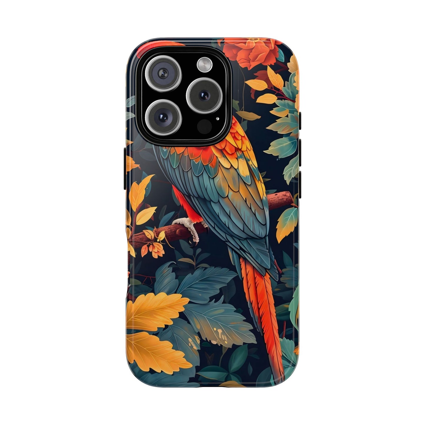 Tough Cases - Tropical Parrot Phone Case, Bohemian Phone Cover, Vibrant Floral Design, Bird Lover Gift, Travel Accessory