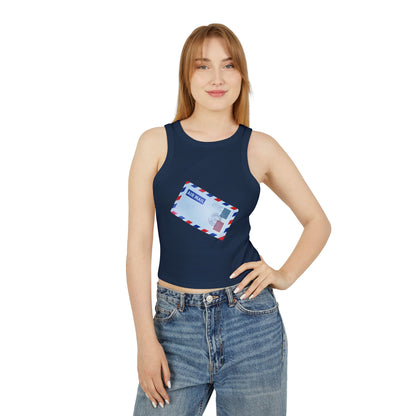 Women's Micro Rib Racer Tank Top - Vintage British Air Mail - Classic Postal Design