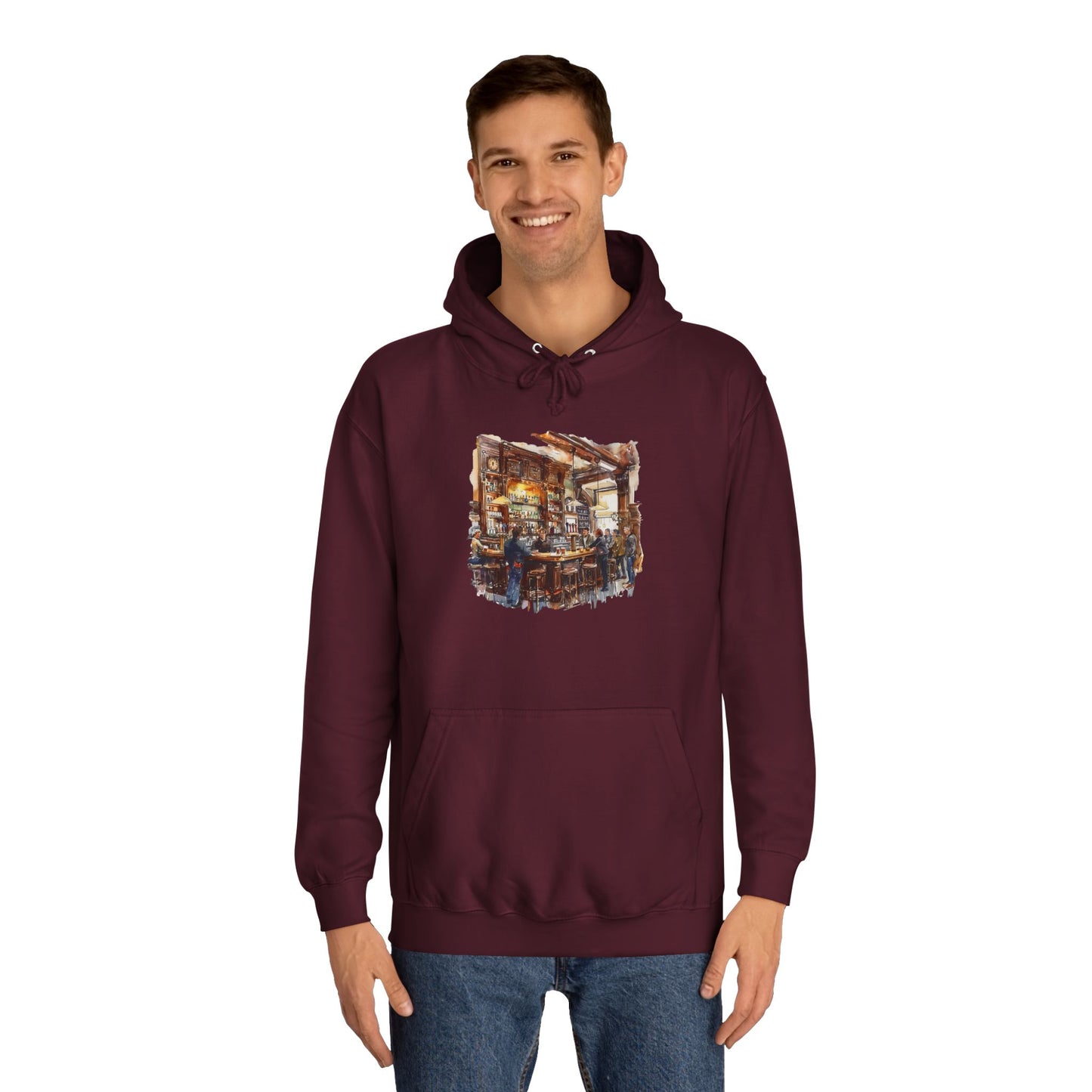 Unisex College Hoodie - Cozy British Pub