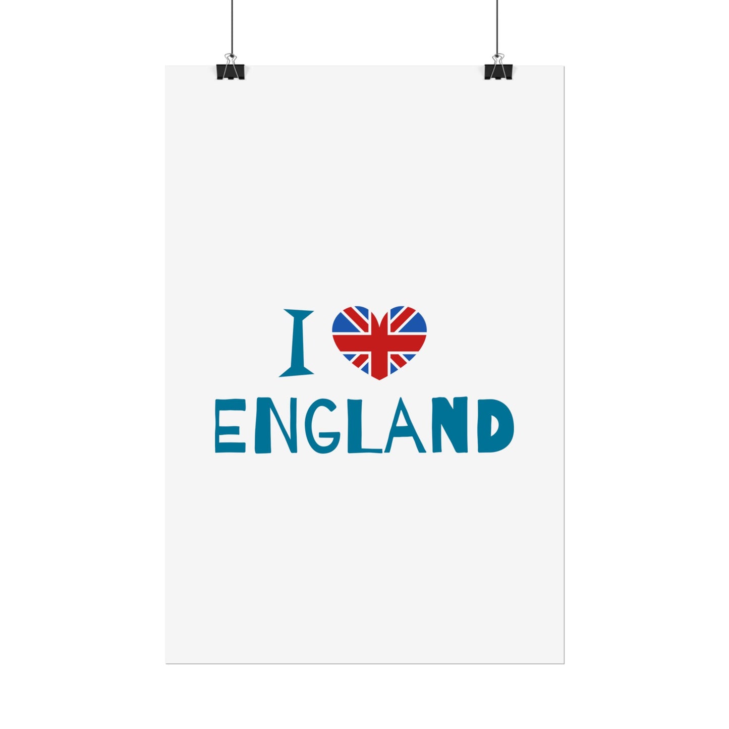 I Love England Rolled Poster - UK Travel Decor, Gift for Britains, Wall Art for Home, London Souvenir, Love England