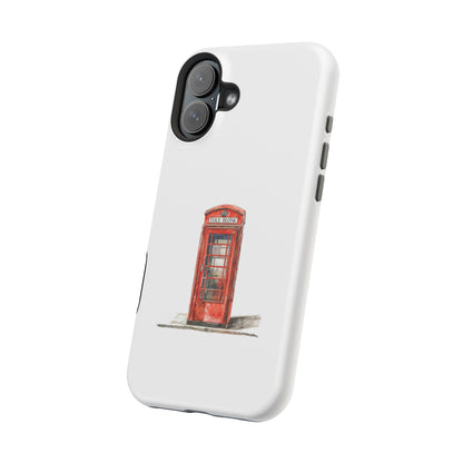 Red Telephone Booth Phone Case, Magnetic Tough Cases for Protection, Unique Gift for Phone Lovers, British Theme, Travel Accessory