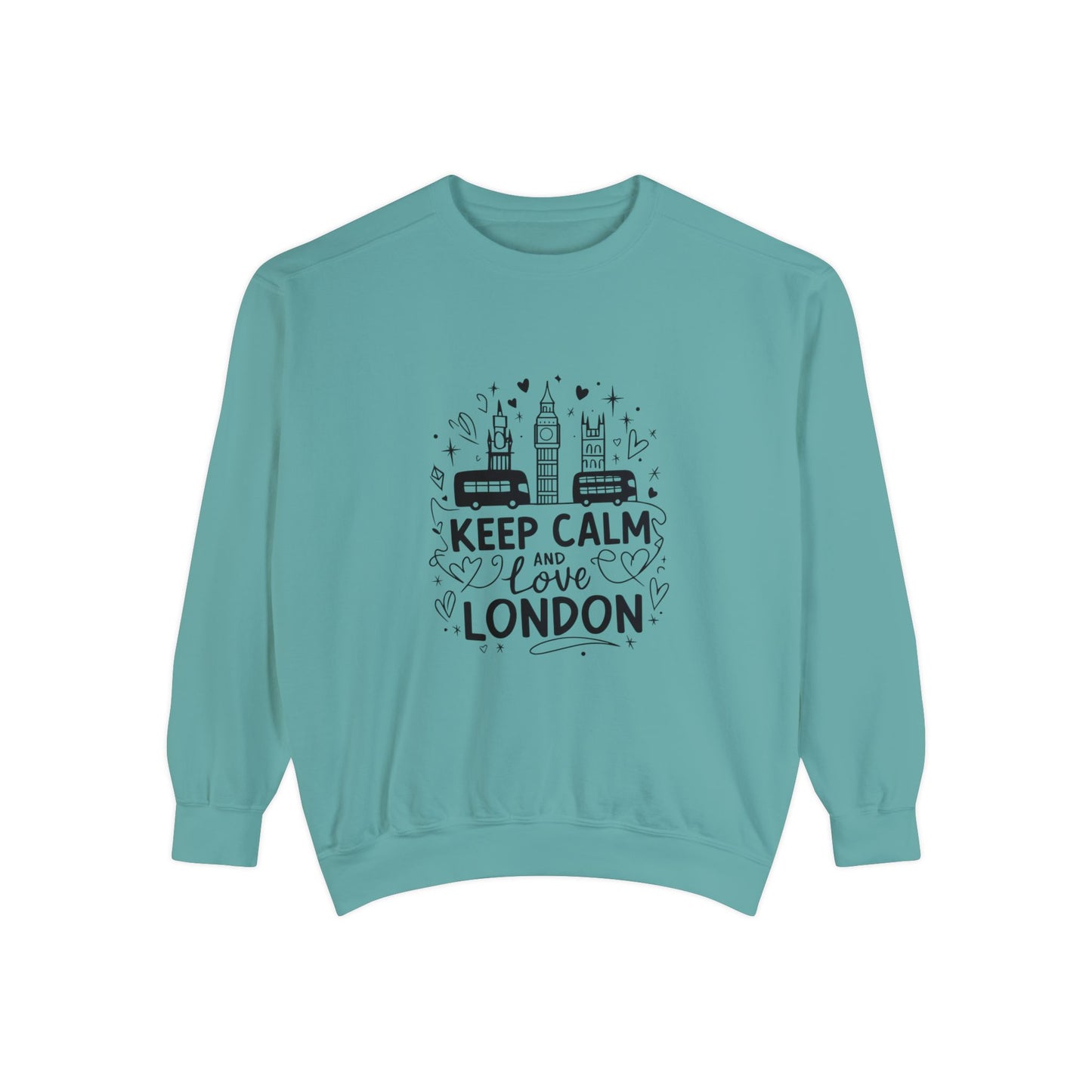 Unisex Garment-Dyed Sweatshirt Cozy - Keep Calm and Love London