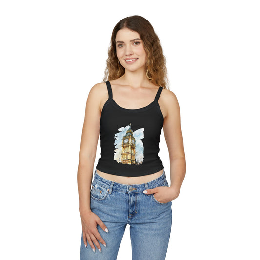 Women's Spaghetti Strap Tank Top - Historic Big Ben England Tower Artwork