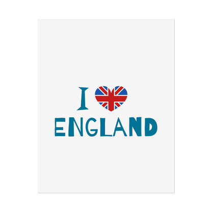 I Love England Rolled Poster - UK Travel Decor, Gift for Britains, Wall Art for Home, London Souvenir, Love England