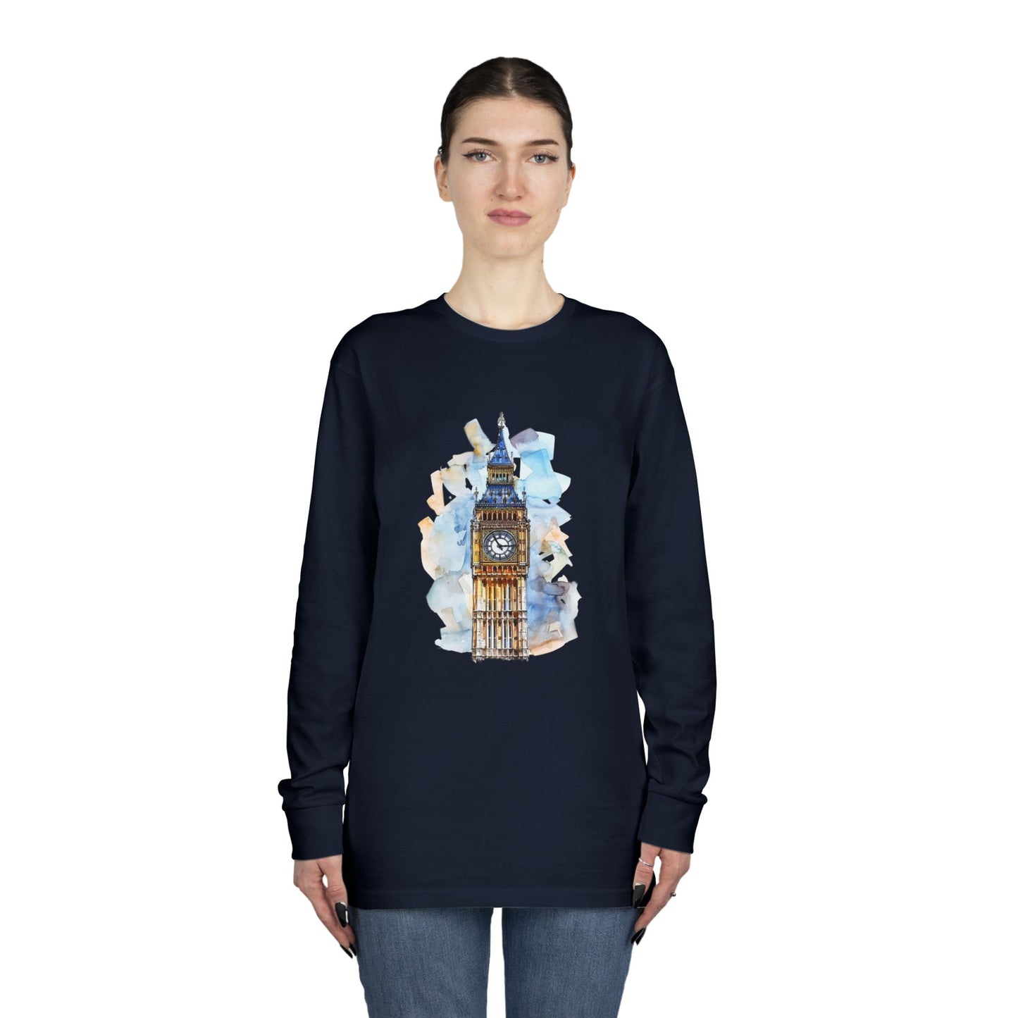 Long Sleeve Crewneck Tee - Keeping Time - The Clock Tower of Westminster