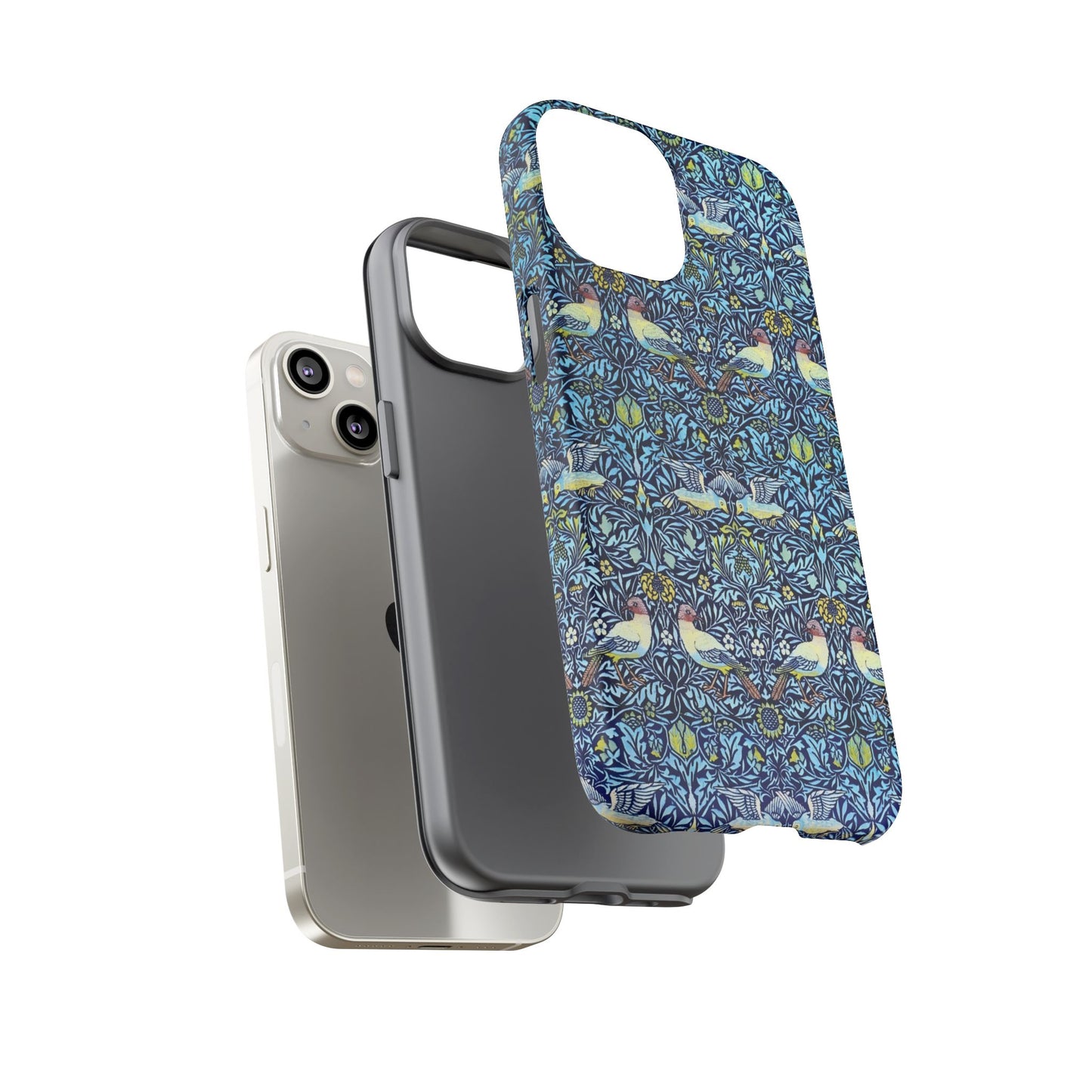 Bird and Floral Pattern Phone Case, Tough Cases, Gift for Nature Lovers, Eco-friendly, Custom Phone Accessories, All-Occasion