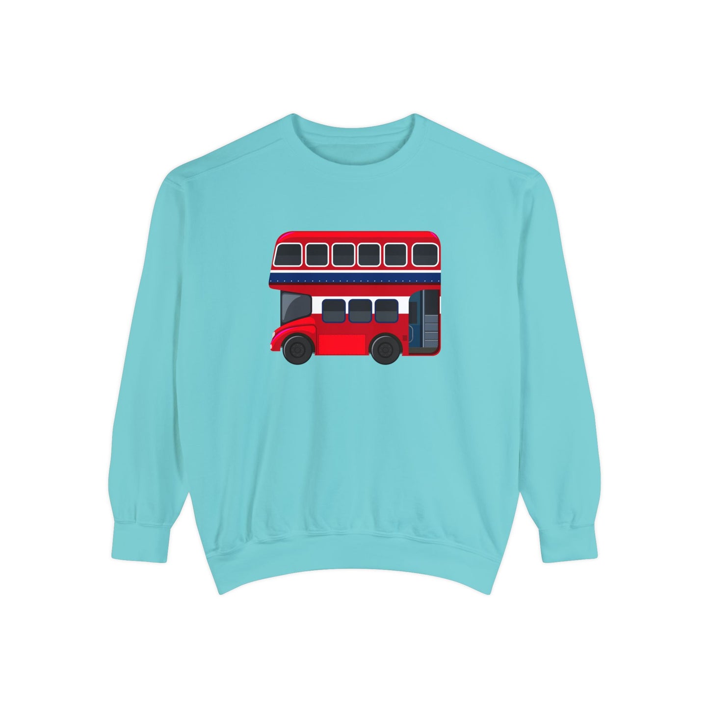 Unisex Garment-Dyed Sweatshirt Versatile - London Transport Red Double-Decker Bus